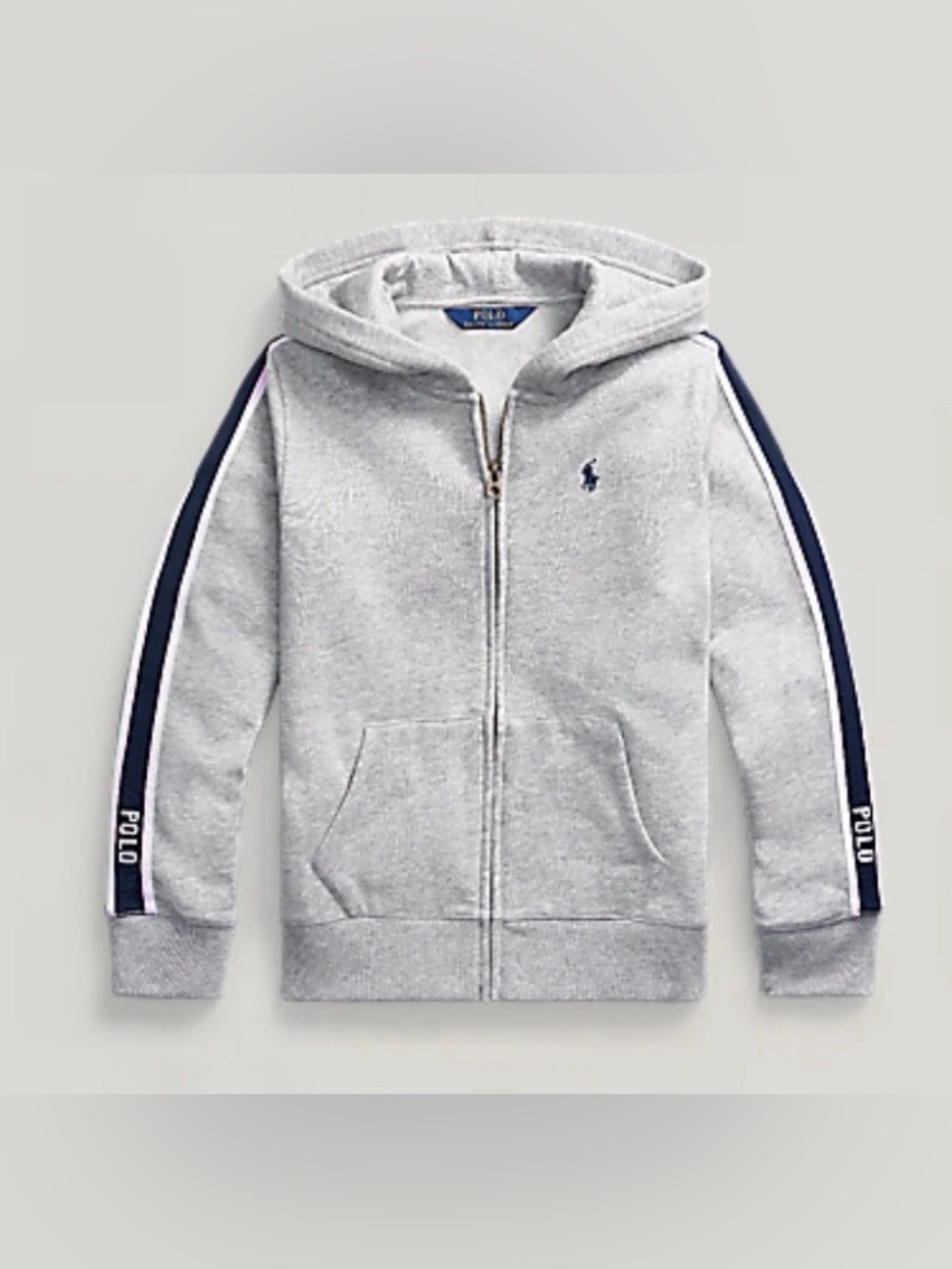 POLO Ralph Lauren Striped Fleece Full Zip Hoodie Sweatshirt Varsity Girls M 8/10